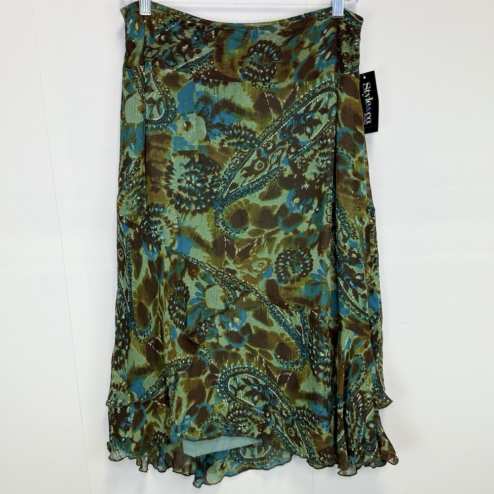 Vintage Style & Co Skirt Green brown Fairy Grunge Whimsigoth Y2K Deadstock NEW